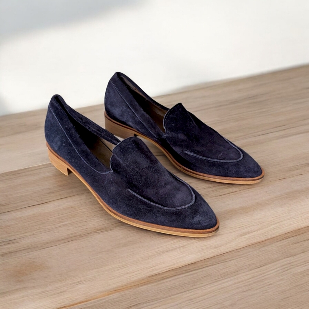 Italian Leather Navy Loafers